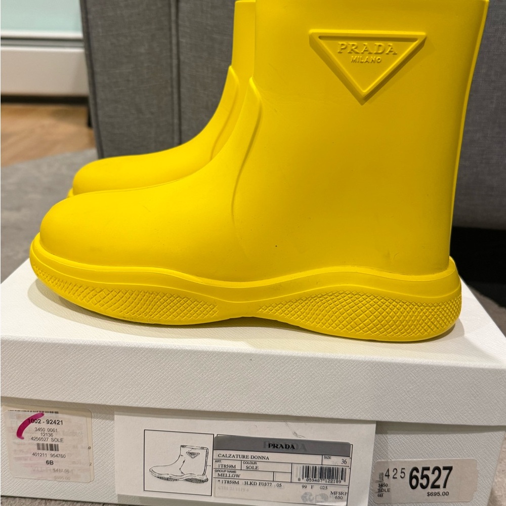 Prada Bright Yellow Waterproof Rain Boots size 6 - Picture 2 of 2